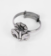 Simulated Stone Studded Oxidized Silver Ring