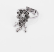 Simulated Stone Studded Oxidized Silver Ring