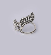 Simulated Stone Studded Oxidized Silver Ring