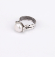 Simulated Stone Studded Oxidized Silver Ring