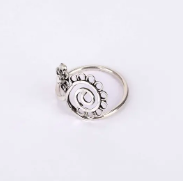 Simulated Stone Studded Oxidized Silver Ring