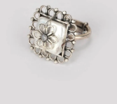 Simulated Stone Studded Oxidized Silver Ring