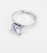 Simulated Stone Studded Oxidized Silver Ring