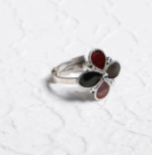 Simulated Stone Studded Oxidized Silver Ring