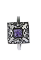 Simulated Stone Studded Oxidized Silver Ring