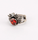 Simulated Stone Studded Oxidized Silver Ring