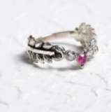 Simulated Stone Studded Oxidized Silver Ring