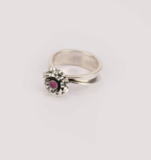 Simulated Stone Studded Oxidized Silver Ring