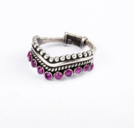 Simulated Stone Studded Oxidized Silver Ring