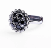 Simulated Stone Studded Oxidized Silver Ring