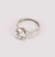 Simulated Stone Studded Oxidized Silver Ring