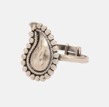 Simulated Stone Studded Oxidized Silver Ring