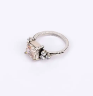 Simulated Stone Studded Oxidized Silver Ring