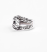 Simulated Stone Oxidized Silver Ring
