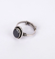 Simulated Stone Studded Oxidized Silver Ring