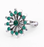 Simulated Stone Studded Oxidized Silver Ring