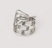 Simulated Stone Studded Oxidized Silver Ring