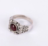 Simulated Stone Studded Oxidized Silver Ring