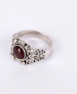 Simulated Stone Studded Oxidized Silver Ring