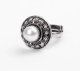 Simulated Stone Studded Oxidized Silver Ring