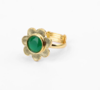 Simulated Stone Studded Brass Ring
