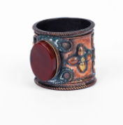 Simulated Stone Antique Brass Ring