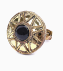 Black Stone Oxidized Brass Ring