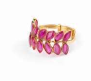 Simulated Stone Studded Oxidized Brass Ring