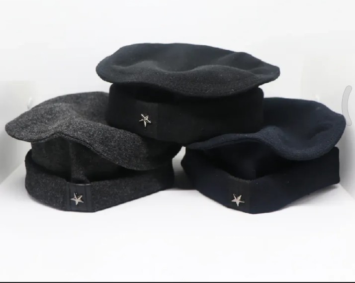Black, Navy Blue And Grey Wholesale Wool Spandex Steel Star Afghani Star Pakol Cap/Tupi For Men (Free Size)