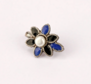 Simulated Stone Studded Oxidized Silver Nose Pin