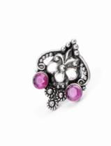 Simulated Ruby Oxidized Silver Ring