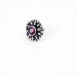 Simulated Ruby Oxidized Silver Ring