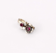 Simulated Ruby Oxidized Silver Ring