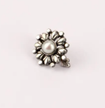 Simulated Ruby Oxidized Silver Ring