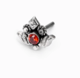 Simulated Ruby Oxidized Silver Ring