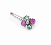 Simulated Ruby Oxidized Silver Nose Pin