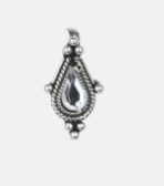 Simulated Stone Studded Silver Clip Nose Pin