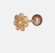 Simulated Stone Studded Silver Clip Nose Pin