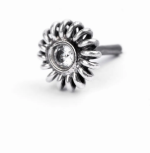 Simulated Stone Studded Silver Clip Nose Pin