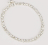 Simulated Stone Studded Silver Ankle