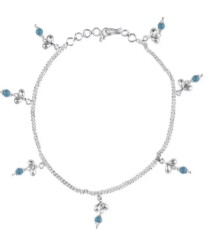 Simulated Stone Studded Silver Ankle