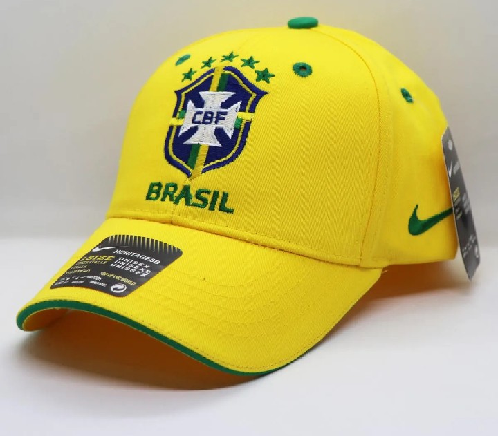 Brazil Solid Yellow And Green Edge Premium Cotton Embroidery Logo Curved Visor Cap One size