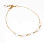 Pearl Studded Brass Anklet