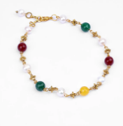Pearl Studded Brass Anklet