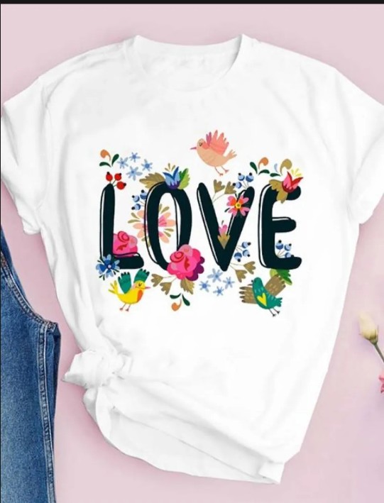 Half Sleeve Chinese Printed Microfibre Tshirts for Women and girls