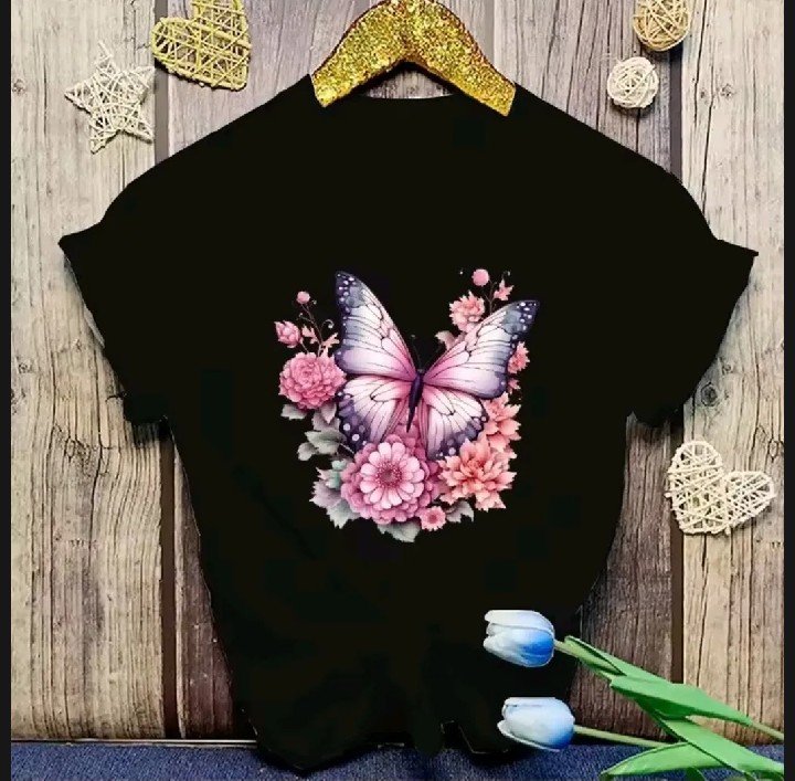 Half sleeve microfibre dtf printed jercy tshirt for girls and women