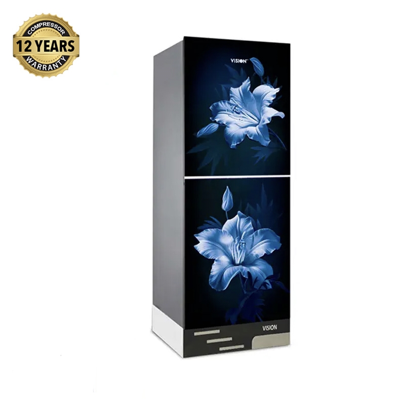 VISION Glass Door Refrigerator RE-305 Liter Gardenia Lily Top Mount
