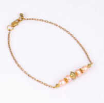 Pearl and Beads Studded Brass Anklet