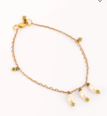 Pearl and Beads Studded Brass Anklet