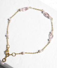 Pearl and Beads Studded Brass Anklet